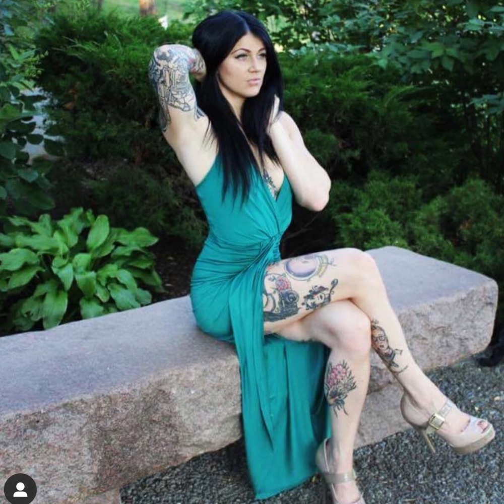 Emerald green drape dress